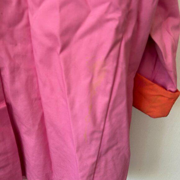 Lilly Pulitzer Trench Coat Womens Medium Pink VTG Pockets Collared Button FLAW - Picture 7 of 8